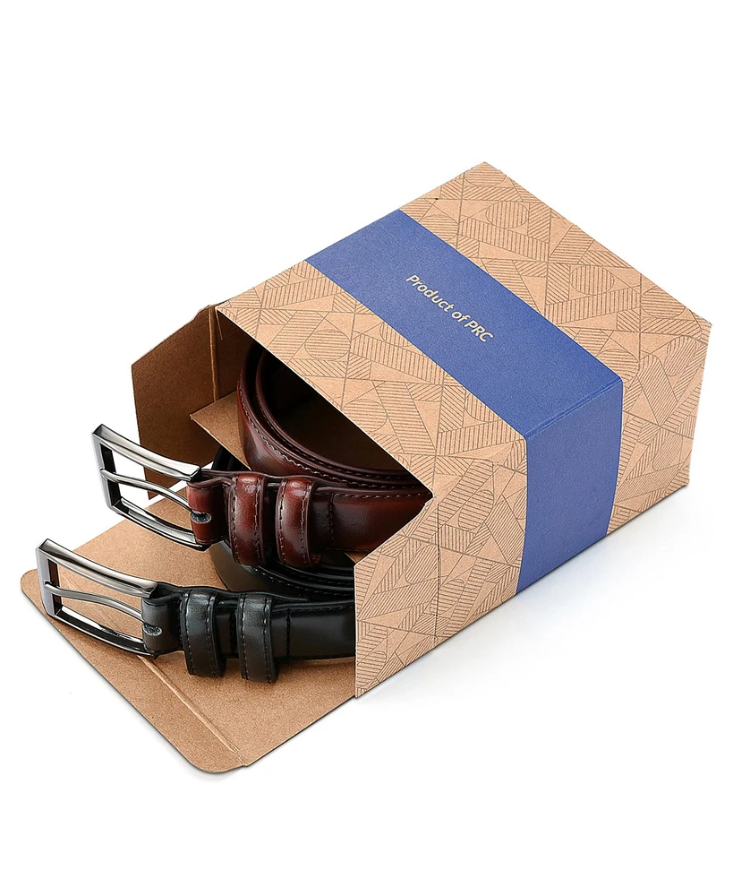 Gallery Seven Men's T-Back Traditional Leather Belt Pack of 2