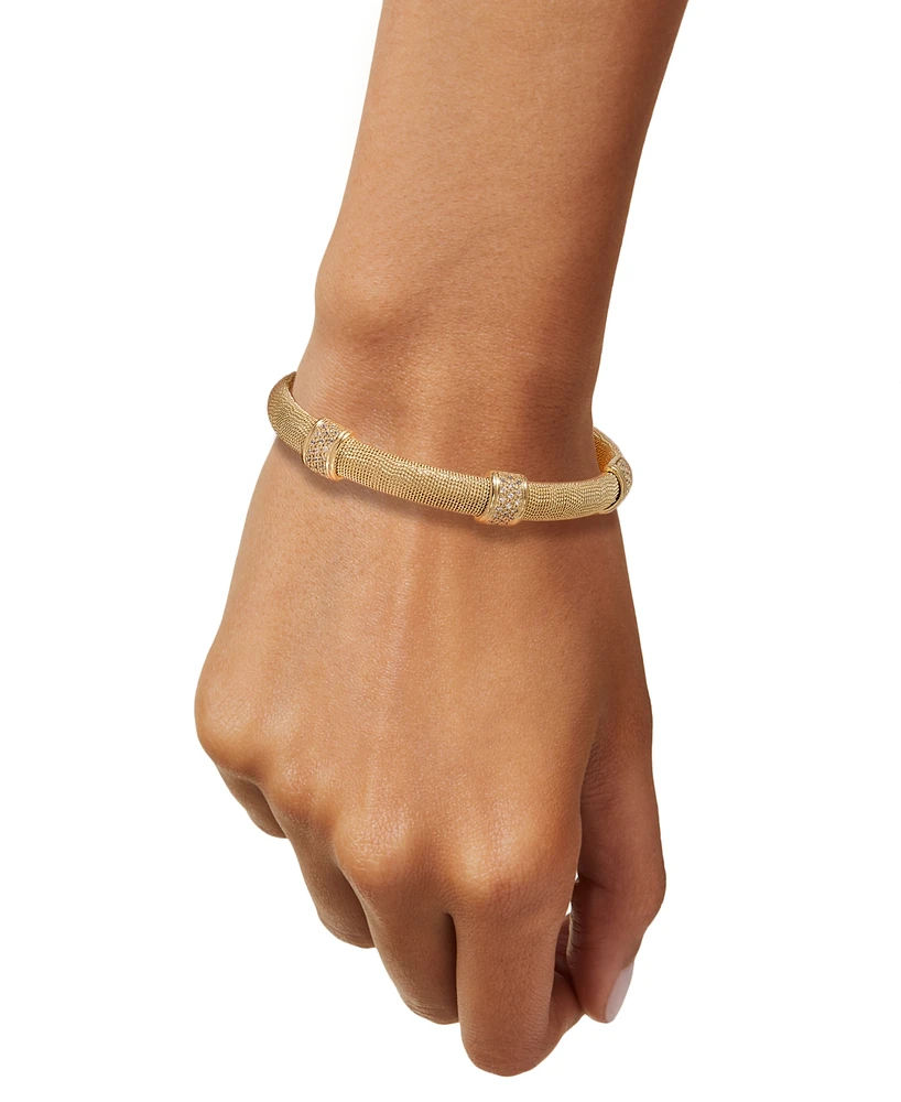 Diamond Station Cuff Bangle Bracelet (1/3 ct. t.w.) in 14k Gold-Plated Sterling Silver