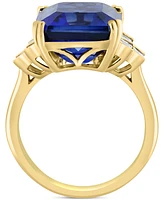 Effy Lab Grown Sapphire (10 ct. t.w.) & Lab Grown Diamond (1/2 ct. t.w.) Statement Ring in 14k Gold
