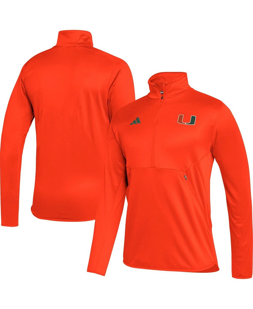 Men's adidas Orange Miami Hurricanes 2023 Sideline Aeroready Half-Zip Top
