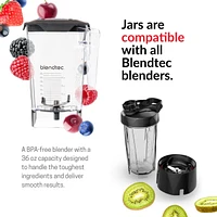 Blendtec 37 oz Twister Jar - Blender Jar Set for Shakes, Smoothies, and Thick Blends - Compatible with Blendtec Blenders - 16 oz Blending Capacity
