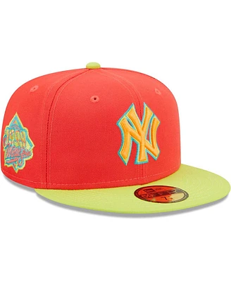 Men's New Era Red, Neon Green York Yankees Lava Highlighter Combo 59FIFTY Fitted Hat