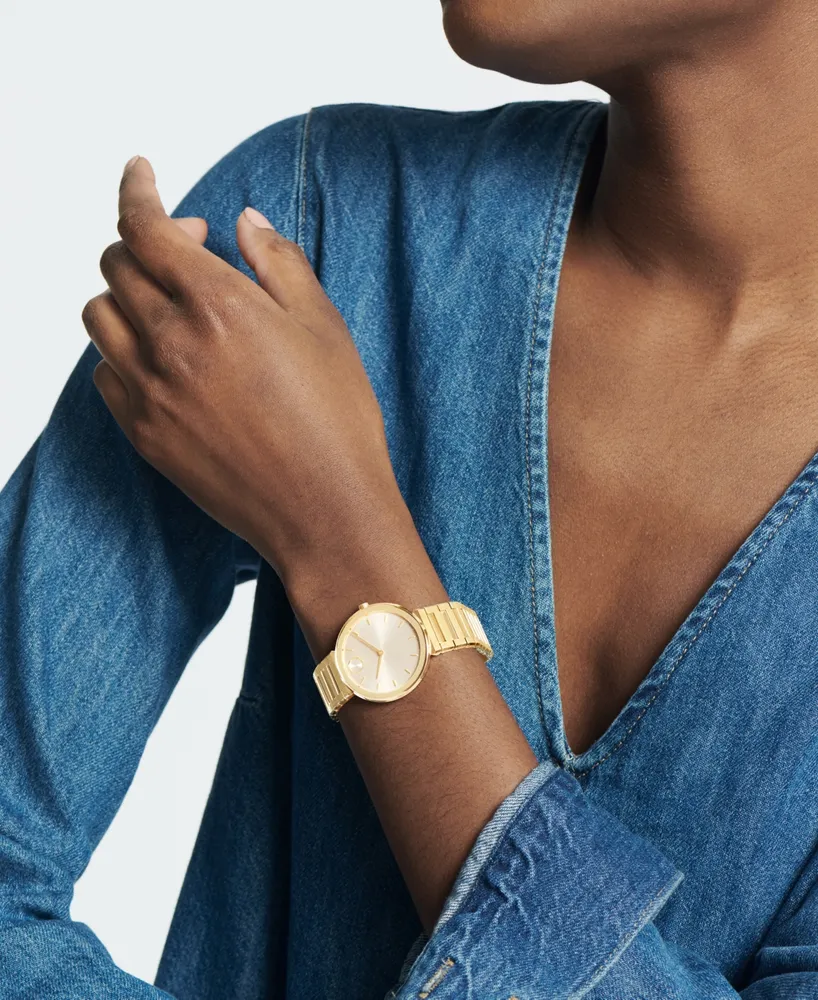 Movado Women's Bold Horizon Swiss Quartz Ionic Plated Light Gold-Tone 2 Steel Watch 34mm