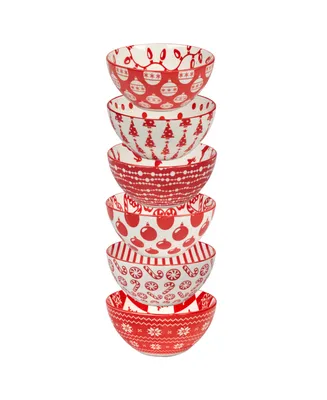 Certified International Peppermint Candy 30 oz All Purpose Bowls Set of 6, Service for 6