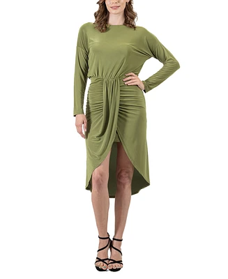 24seven Comfort Apparel Women's Long Sleeve Knee Length Dress