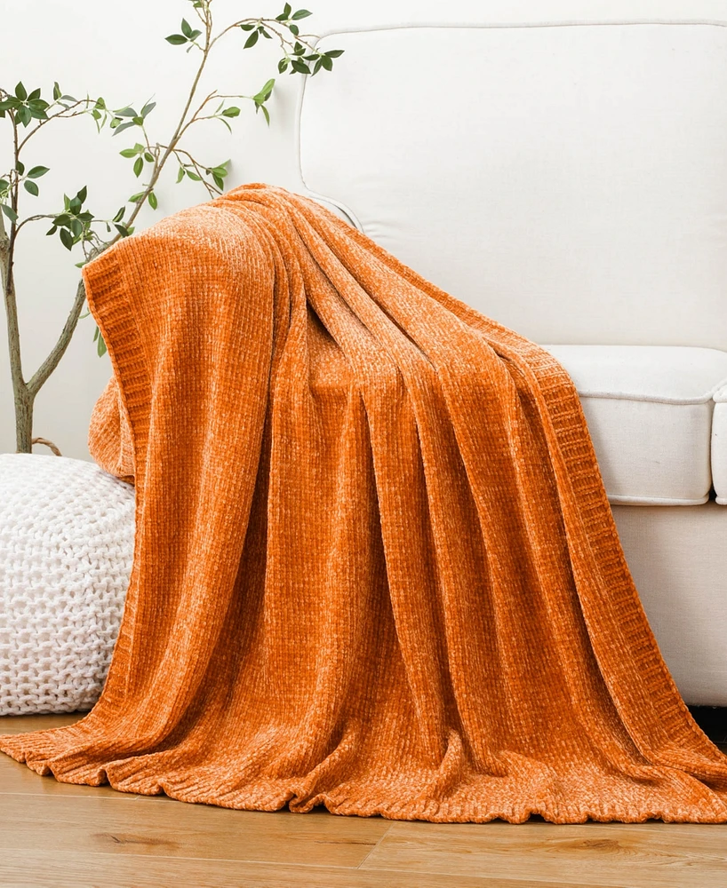 Battilo Lifestyle Solid Woven Micro Chenille Throw, 51" x 67"