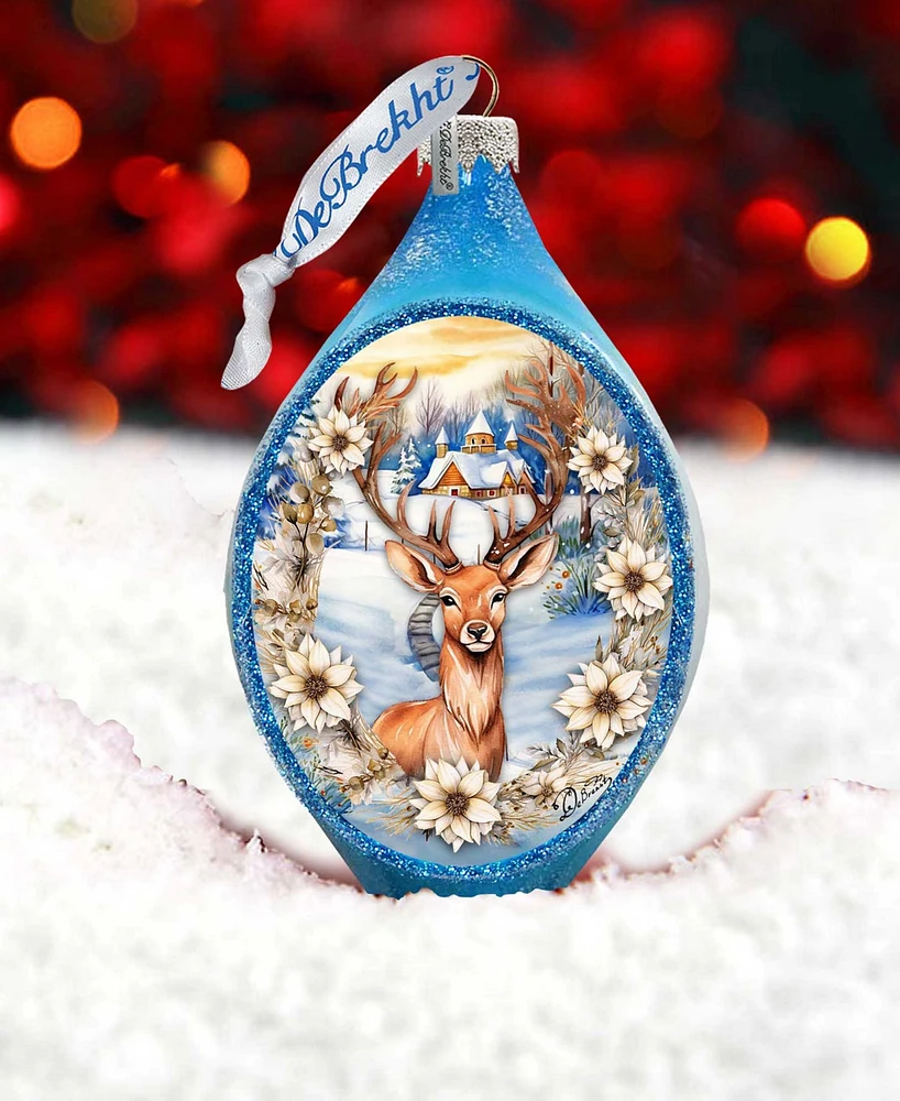 Designocracy Majestic Forest Deer Drop Holiday Mercury Glass Ornaments G. DeBrekht
