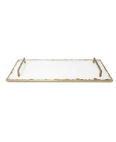 Glass Tray with Gold-Tone Rim and Handles