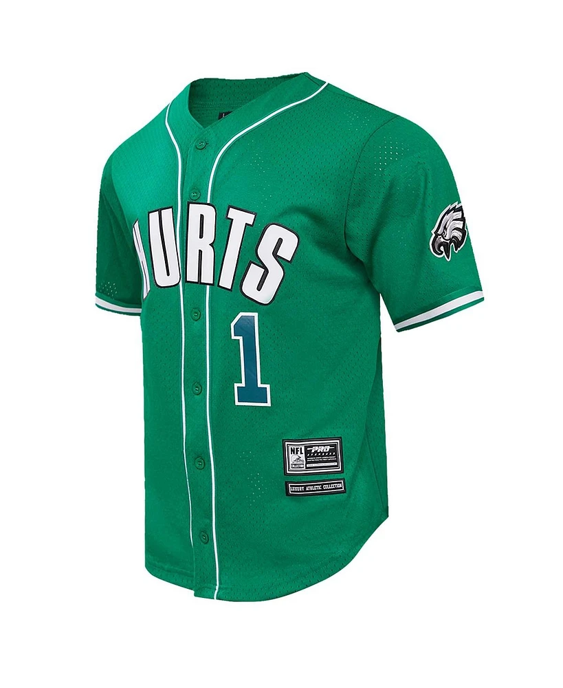 Men's Pro Standard Jalen Hurts Kelly Green Philadelphia Eagles Baseball Button-Up Shirt