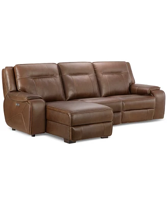 Closeout! Hansley 3-Pc. Zero Gravity Leather Sectional with Power Recliner and Chaise, Created for Macy's