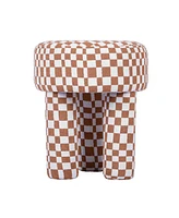 Tov Furniture 17" Checkered Boucle Upholstered Stool
