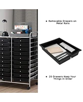 20 Drawers Rolling Storage Cart Art Craft Organizer on Wheels