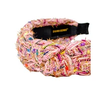 Tiny Treats Girls Pink Tweed Knotted Headband