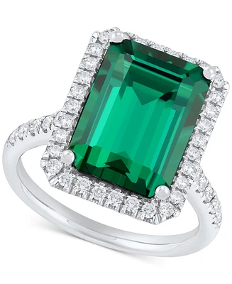 Grown With Love Lab Emerald (6-1/2 ct. t.w.) & Diamond (1/2 Ring 14k White Gold (Also available Sapphire Ruby)