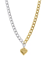 Adornia Two-Tone Half & Half Heart Pendant Toggle 18" Necklace