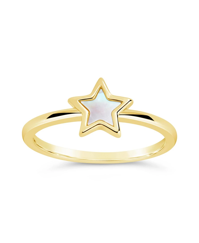Sterling Forever Genuine Mother of Pearl Star Bez Ring