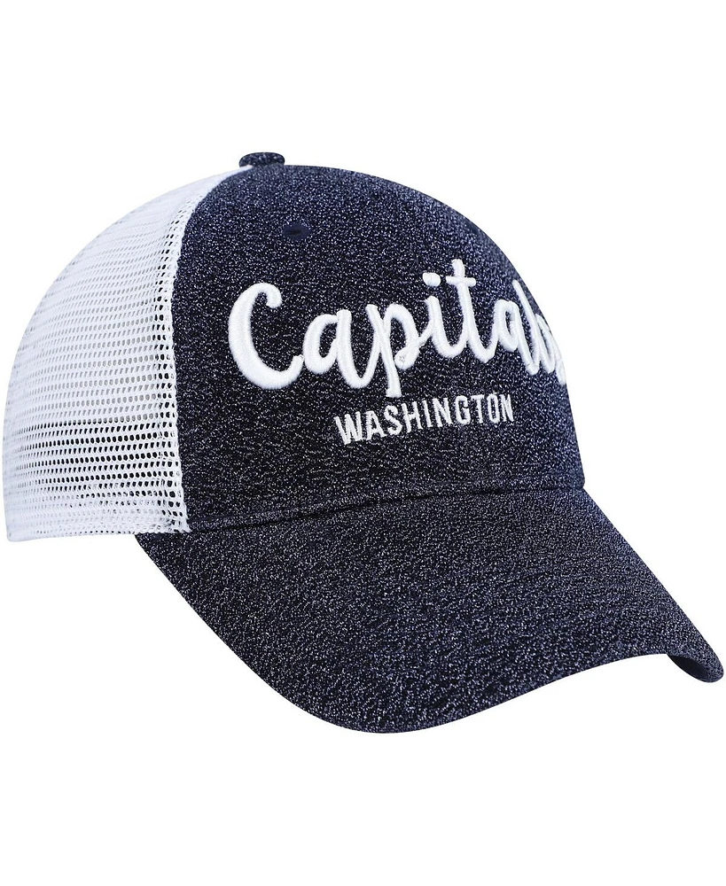 Women's '47 Brand Navy, White Washington Capitals Encore Mvp Trucker Snapback Hat