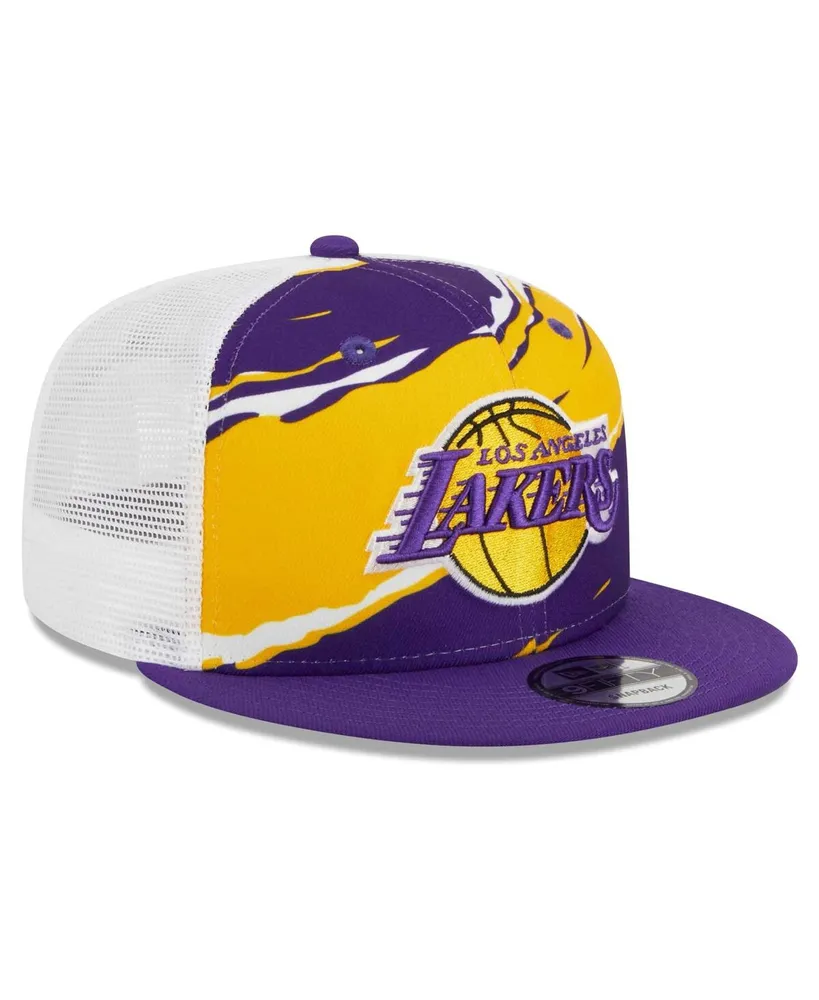 Men's New Era Purple, White Los Angeles Lakers Tear Trucker 9FIFTY Adjustable Hat