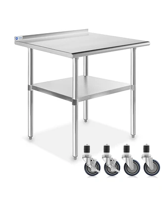 Gridmann x 24 Inch Stainless Steel Table w/ Backsplash & 4 Casters