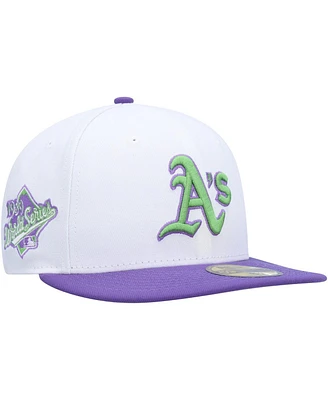 Men's New Era White Oakland Athletics 1989 World Series Side Patch 59FIFTY Fitted Hat