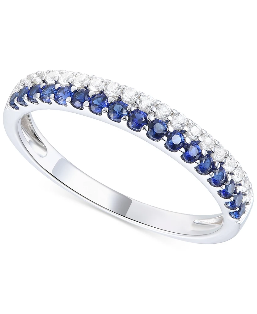 Amethyst (1/4 ct. t.w.) & Lab-Grown White Sapphire Two Row Stack Ring 14k Gold-Plated Sterling Silver (Also Additional Gemstones)