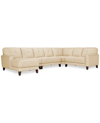 Closeout! Ashlinn 144" 5-Pc. Pastel Leather Sectional, Created for Macy's