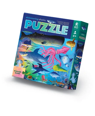 Crocodile Creek Shimmering Sharks Holographic Foil Puzzle, 60 Pieces