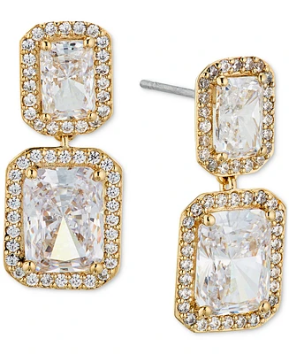 Eliot Danori Cubic Zirconia Emerald Halo Drop Earrings
