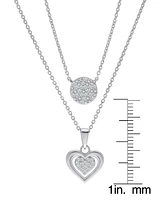 Diamond Circle & Heart 18" Layered Pendant Necklace (1/4 ct. t.w.) in Sterling Silver