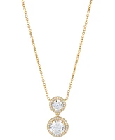 Eliot Danori Gold-Tone Cubic Zirconia Round Halo Pendant Necklace, 16" + 2" extender, Created for Macy's