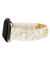 Anne Klein Women's Marbleized Ivory Acetate and Gold-Tone Alloy Metal Bracelet designed for Apple Watch 42mm (Series 10) & 38/40/41mm