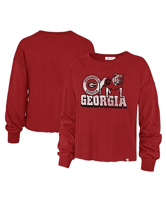 Women's '47 Brand Red Distressed Georgia Bulldogs Bottom Line Parkway Long Sleeve T-shirt