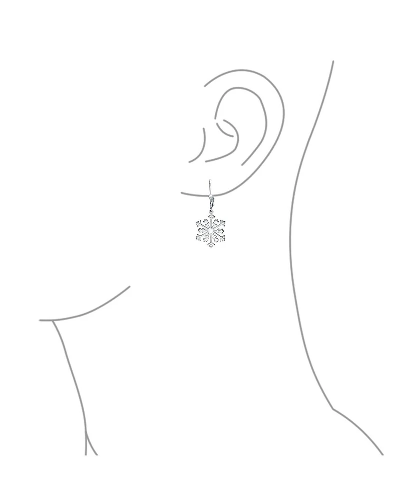 Bling Jewelry Frozen Winter Christmas Holiday Party Snowflake Dangle Lever back Earrings For Sterling Silver