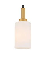 Possini Euro Design Prue Black Soft Gold Mini Pendant 5 1/4" Wide Modern White Cylinder Shade Fixture for Dining Room House Home Foyer Kitchen Entrywa