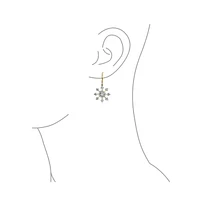 Bling Jewelry Christmas Cubic Zirconia Lever back Frozen Winter Holiday Party Cz Snowflake Dangle Earrings For Gold Plated Brass