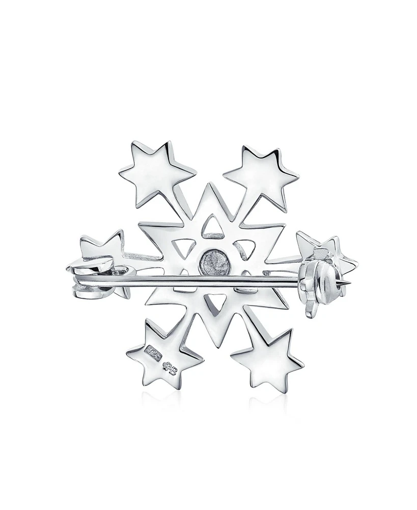 Bling Jewelry Frozen Winter Aqua Ice Blue Holiday Party Cz Cubic Zirconia Snowflake Brooch Christmas Pin Sterling Silver