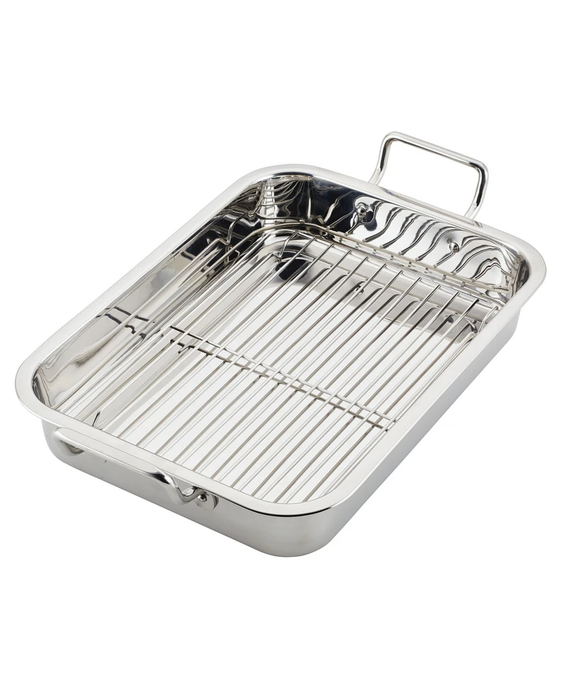 Farberware Classic Series Stainless Steel 17" x 12.25" Roaster with Rack