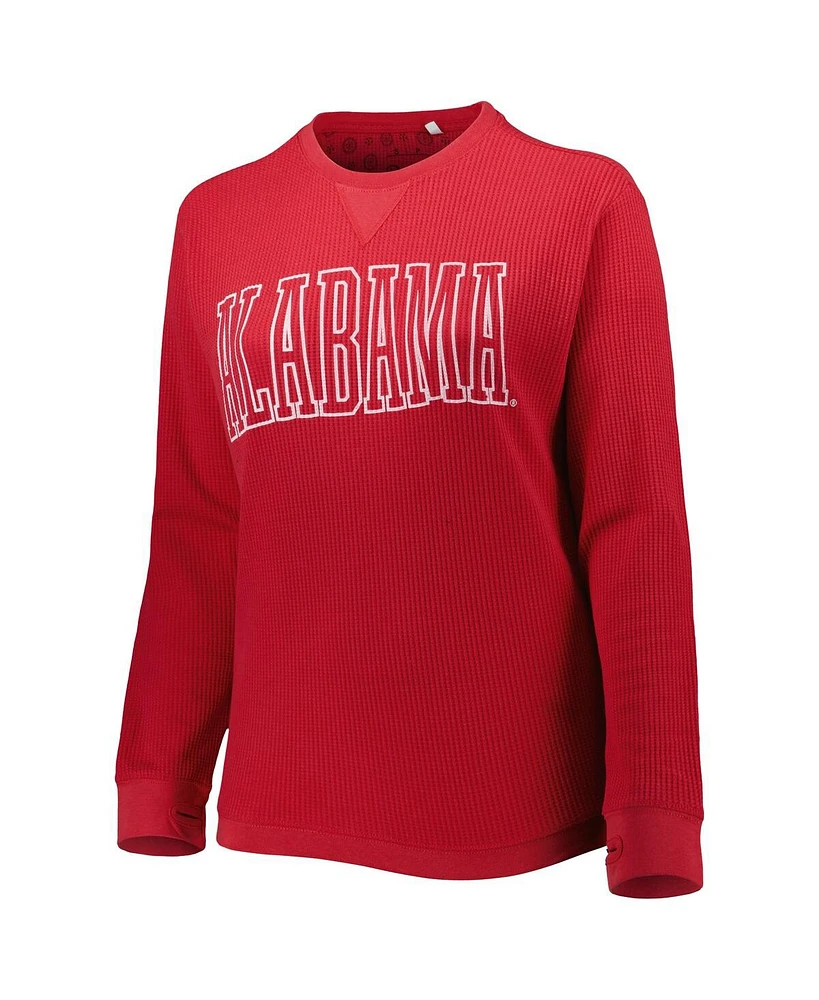 Women's Pressbox Crimson Alabama Tide Surf Southlawn Waffle-Knit Thermal Tri-Blend Long Sleeve T-shirt