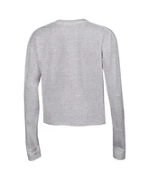 Women's Champion Gray Wisconsin Badgers Boyfriend Cropped Long Sleeve T-shirt