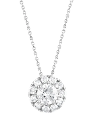 Diamond Halo 18" Pendant Necklace (1/2 ct. t.w.) in 14k White Gold