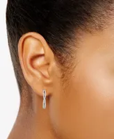 Diamond Twist Medium J-Hoop Earrings (1-1/2 ct. t.w.) in 10k White Gold