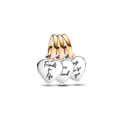 Pandora Sterling Silver Two-Tone Splitable Friendship Triple Dangle Charm