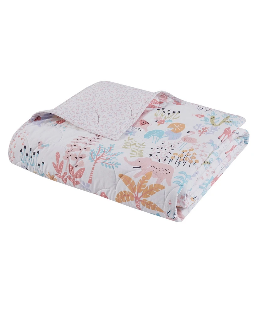 Intelligent Design Iris Woodland Animals Reversible Cotton Piece Quilt Set