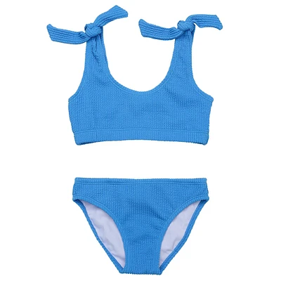 Little and Big Girls Marine Blue Crop Bikini
