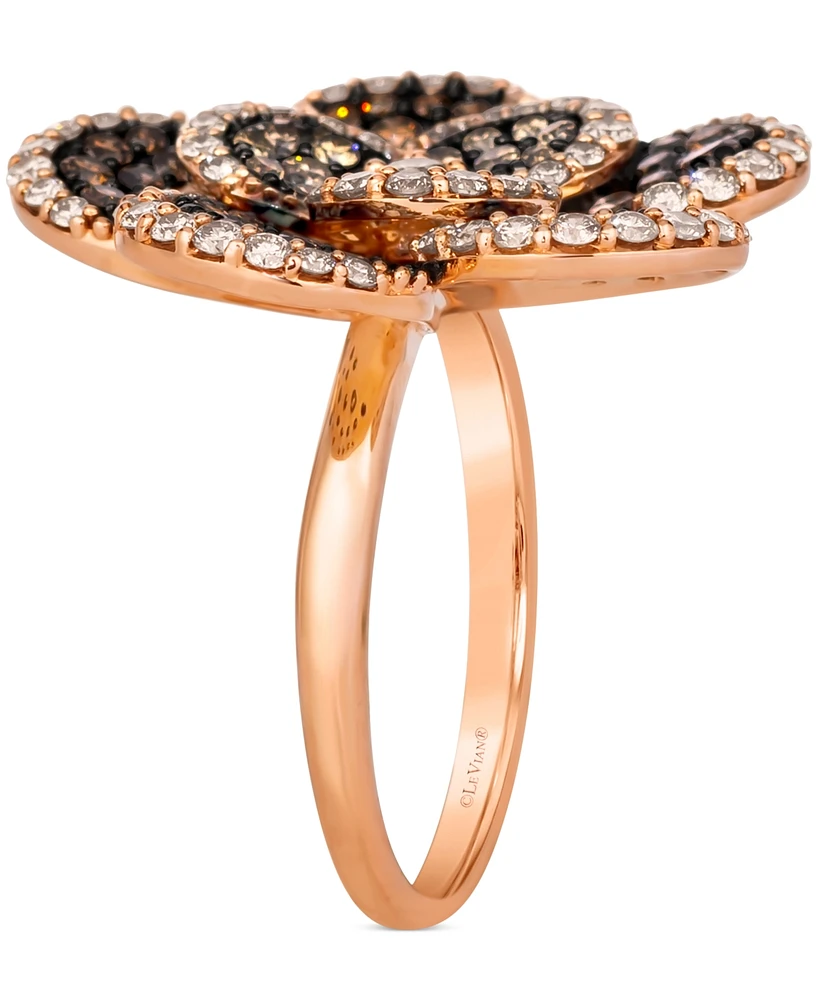 Le Vian Chocolate Diamond & Nude Diamond Flower Statement Ring (2-3/8 ct. t.w.) in 14k Rose Gold