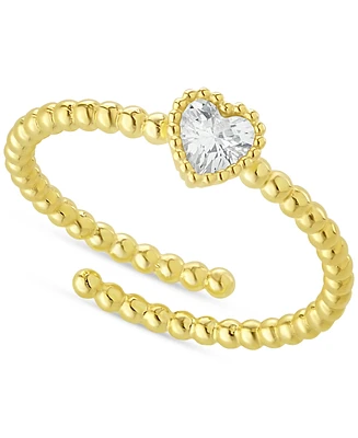 Cubic Zirconia Heart Accent Ring in 18k Gold-Plated Sterling Silver
