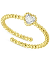 Cubic Zirconia Heart Accent Ring in 18k Gold-Plated Sterling Silver