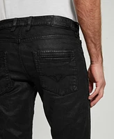Guess Men's Coated Denim Slim Tapered Zip Jeans