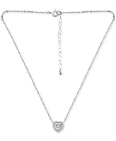 Giani Bernini Cubic Zirconia Heart Halo Pendant Necklace in Sterling Silver, 16" + 2" extender, Created for Macy's
