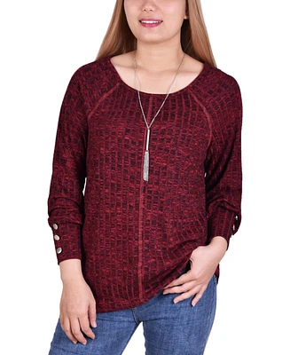 Ny Collection Petite Long Sleeve Knit Top